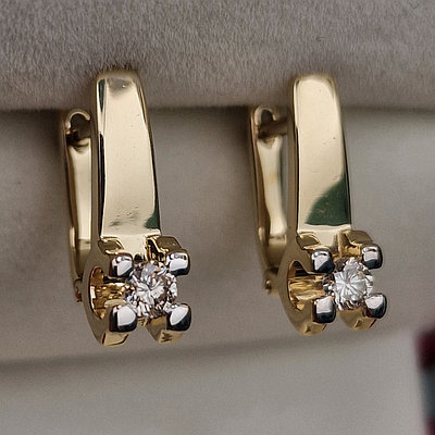 Золотые серьги с бриллиантами 0.26Ct VS1/K, VG-Cut