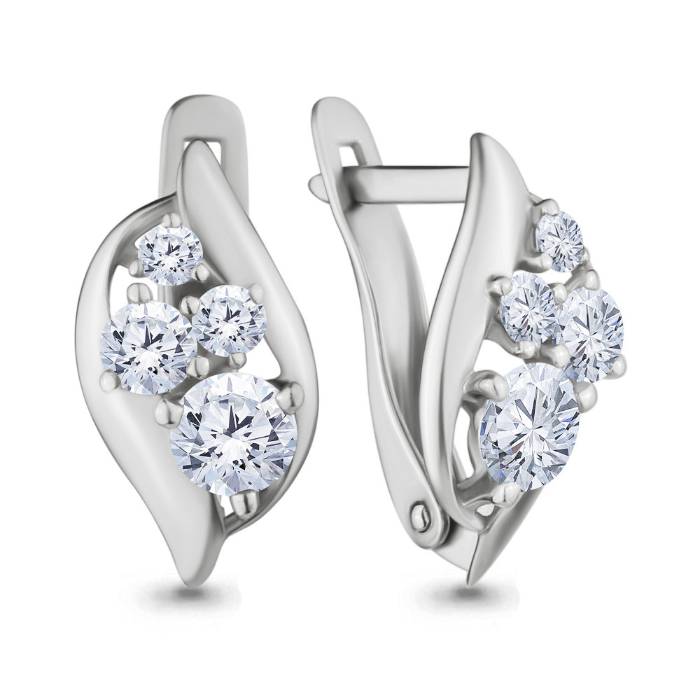 Серьги серебряные классические Aquamarine 43534.5 покрыто родием