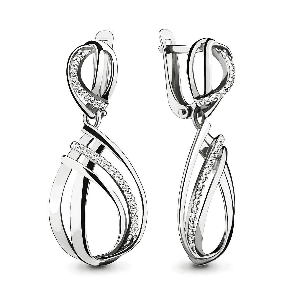 Серьги длинные Aquamarine 46170А.5 покрыто родием