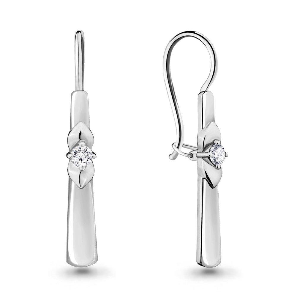 Серьги на петле из серебра Aquamarine 46806А.5 покрыто родием