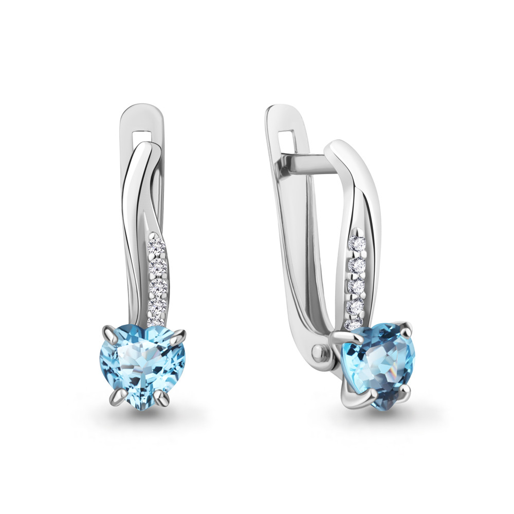 Серьги серебряные классические Aquamarine 4400805А.5 покрыто родием
