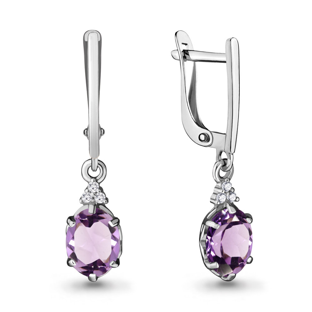 Серьги длинные из серебра Aquamarine 4717204А.5 покрыто родием