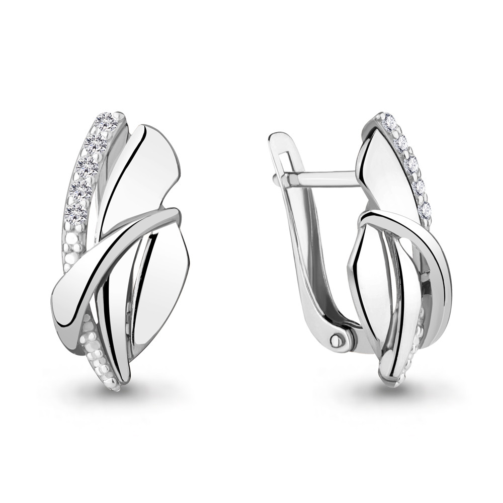 Серьги серебряные классические Aquamarine 46894А.5 покрыто родием