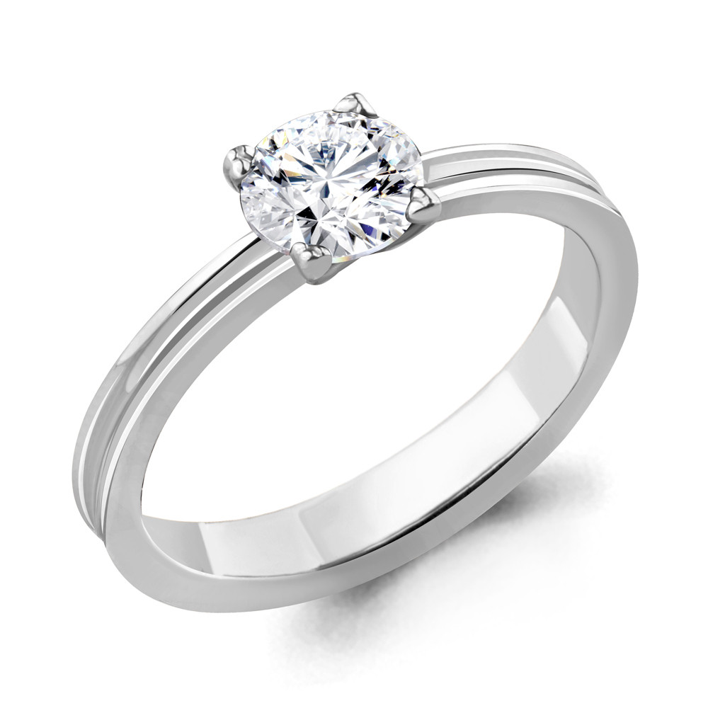 Серебряное помолвочное кольцо Фианит Aquamarine 63209.5 покрыто родием