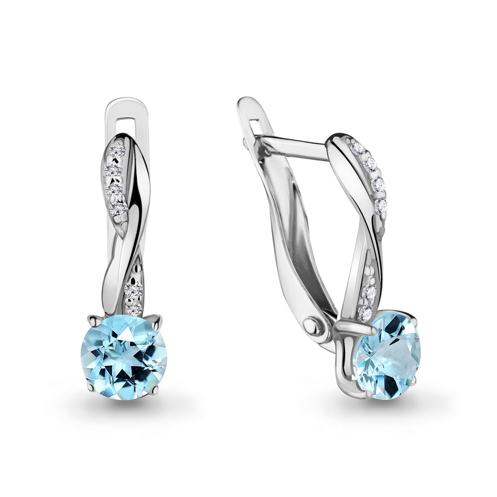 Серебряные серьги Aquamarine 4406102А.5 покрыто родием
