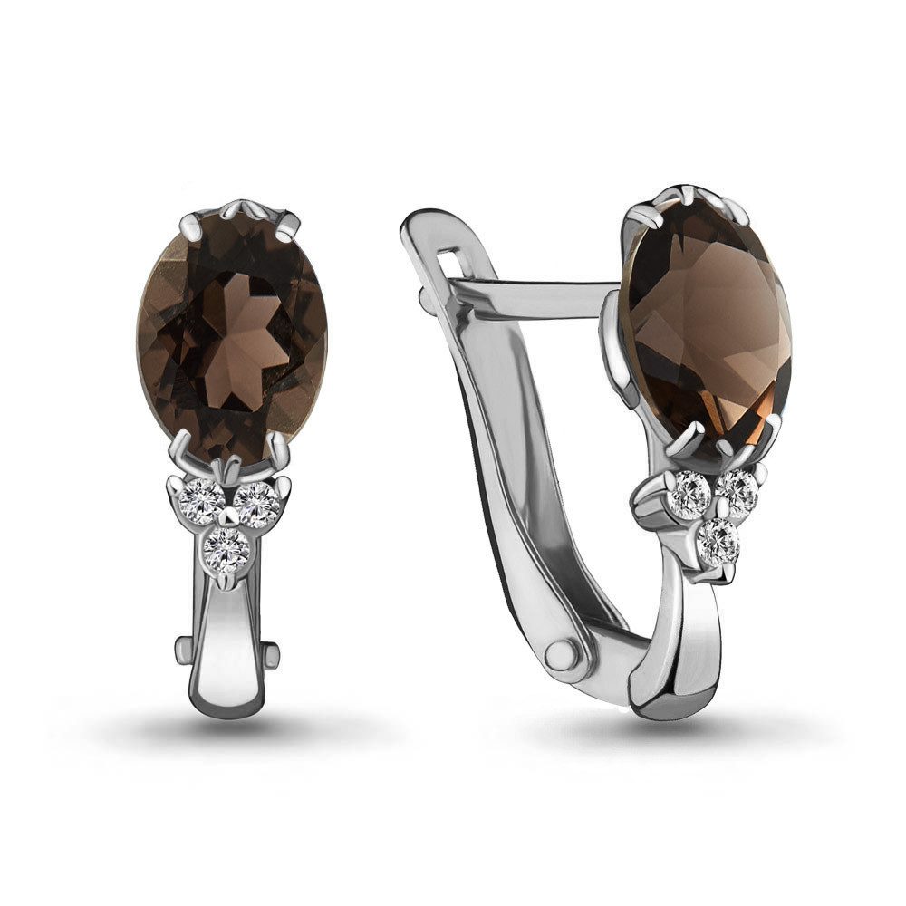 Серьги серебряные классические Aquamarine 4414001А.5 покрыто родием
