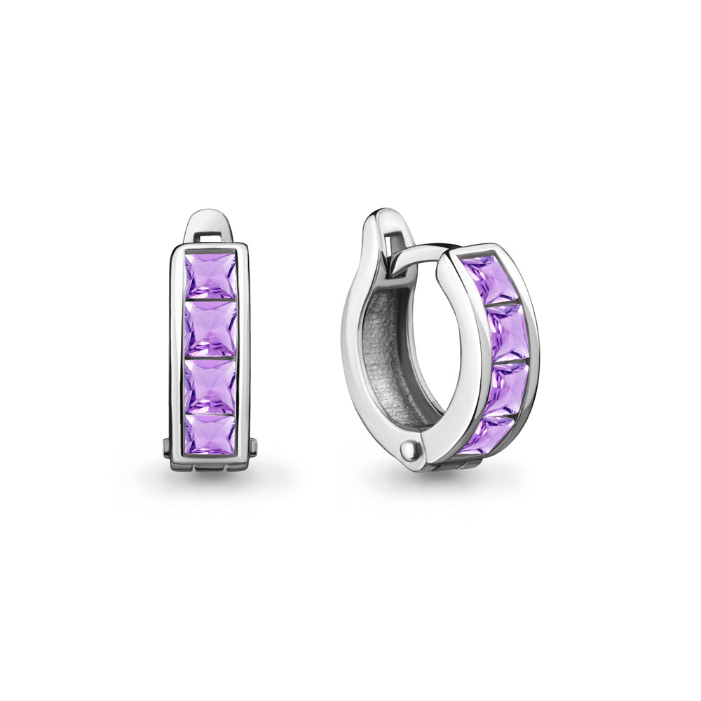 Серьги серебряные классические, Фианит Aquamarine 43054Д.5 покрыто родием