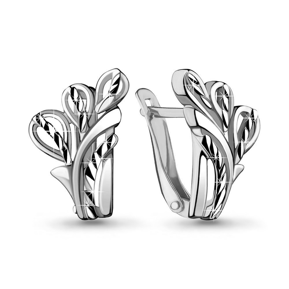 Серьги серебряные классические Aquamarine 33679.5 покрыто родием