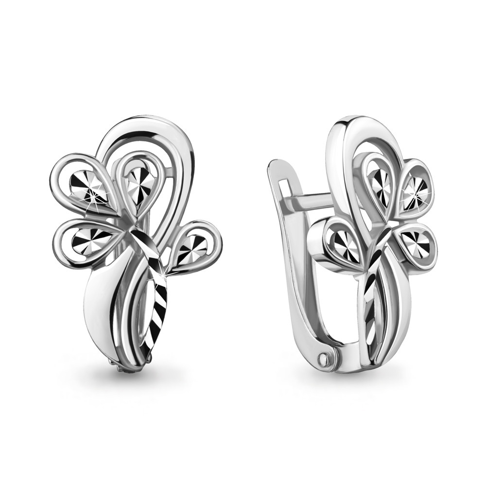 Серьги серебряные классические Aquamarine 33687.5 покрыто родием
