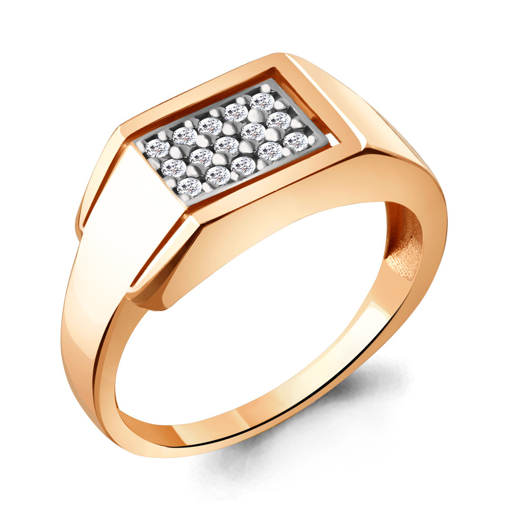 Мужское серебряное кольцо, печатка Aquamarine 68740А.6 позолота - фото 1 - id-p101277518