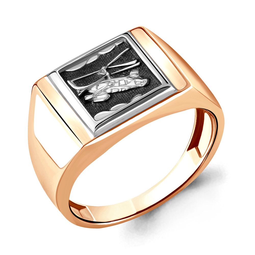 Мужское серебряное кольцо, печатка Aquamarine 54701.6 позолота - фото 1 - id-p101277609