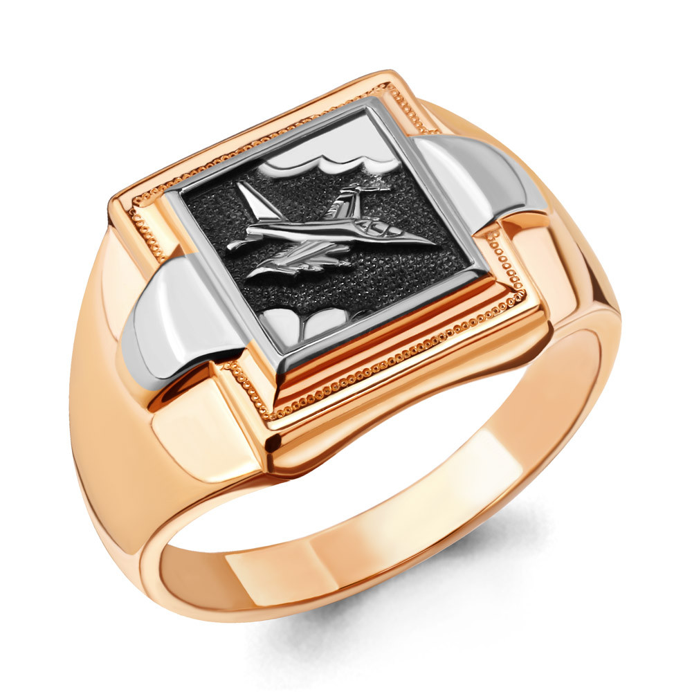 Мужское серебряное кольцо, печатка Aquamarine 54700.6 позолота - фото 1 - id-p101277610