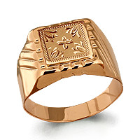 Мужское серебряное кольцо, печатка Aquamarine 53011.6 позолота - фото 1 - id-p101277621