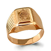 Мужское серебряное кольцо, печатка Aquamarine 53004.6 позолота - фото 1 - id-p101277623