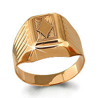 Мужское серебряное кольцо, печатка Aquamarine 53002.6 позолота