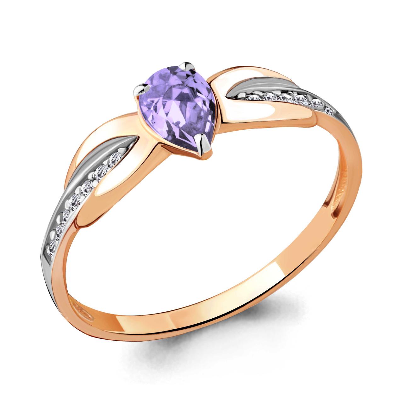 Серебряное кольцо Фианит Aquamarine 68500Д.6 позолота