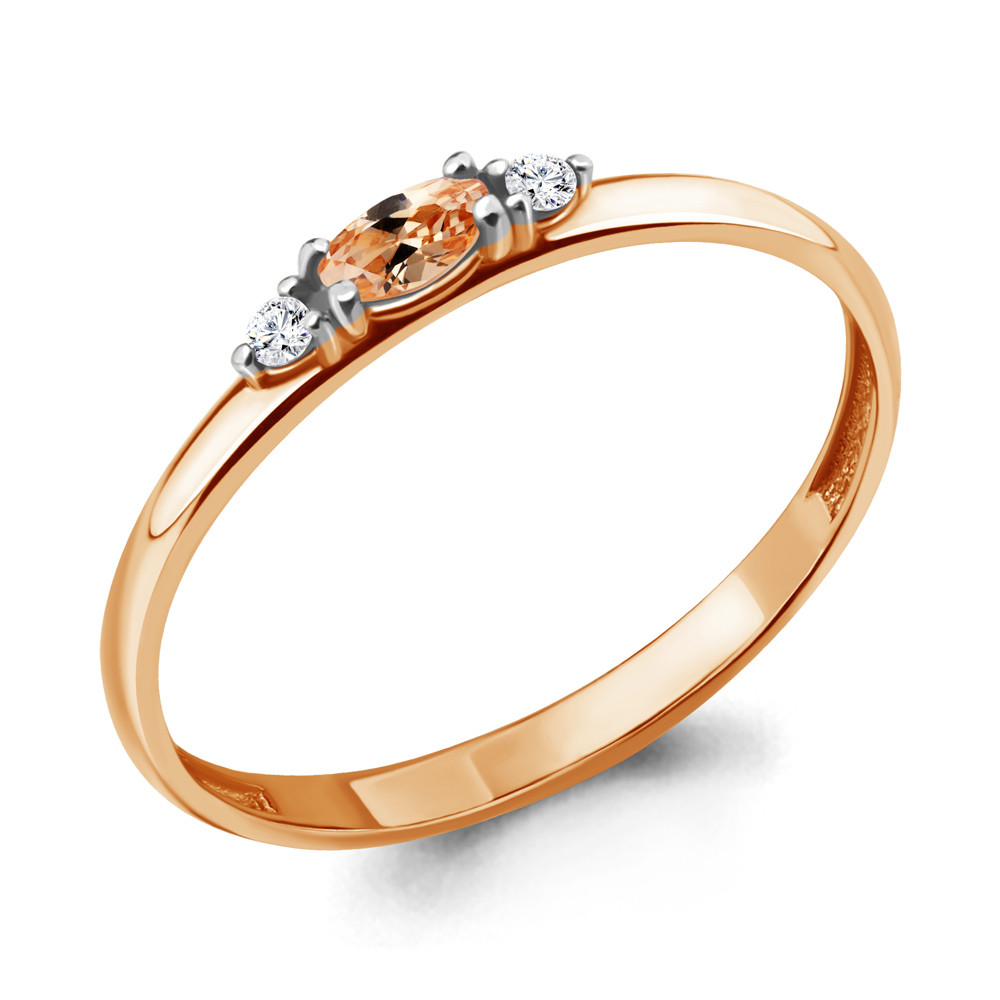 Серебряное кольцо Фианит Aquamarine 68259Е.6 позолота