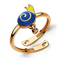 Серебряное детское кольцо Фианит Эмаль Aquamarine 67538А.6 позолота коллекц. Happy