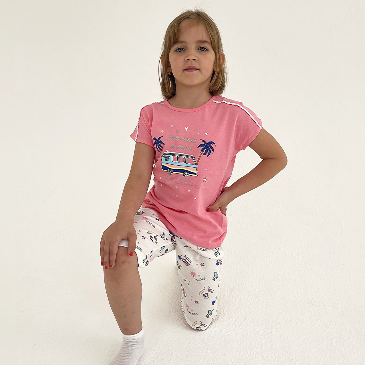 Пижама детская девичья 6/116 см, Розовый - фото 2 - id-p89761362