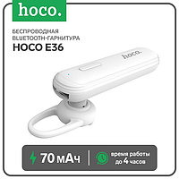 Беспроводная Bluetooth-гарнитура Hoco E36, BT4.2, 70 мАч, микрофон, белая