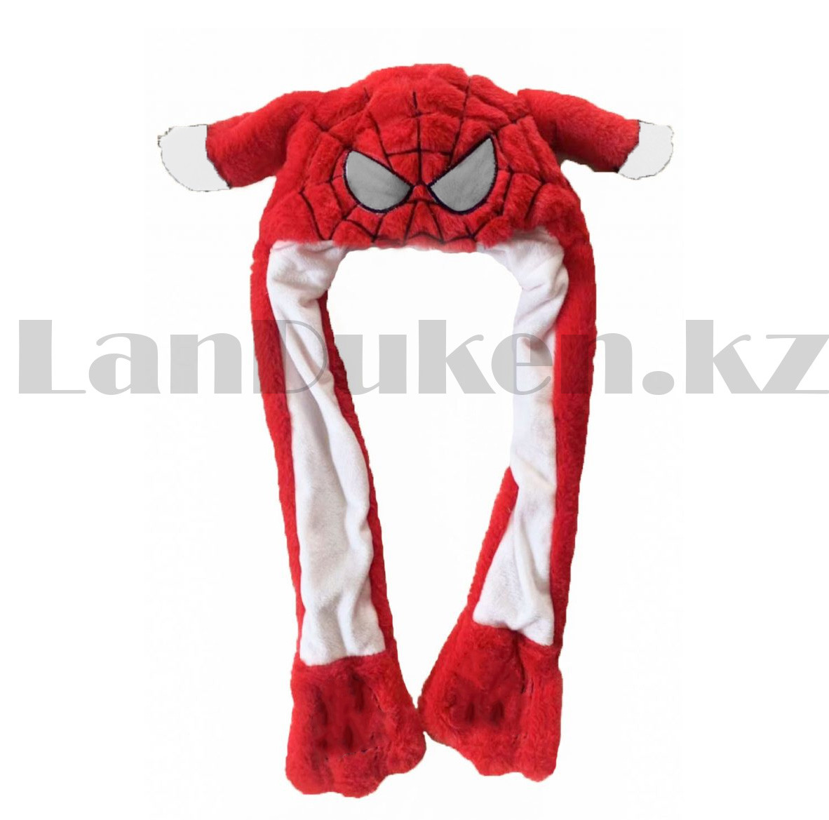 Шапка с двигающимися ушками светящаяся меховая человек паук красная - фото 4 - id-p101280356