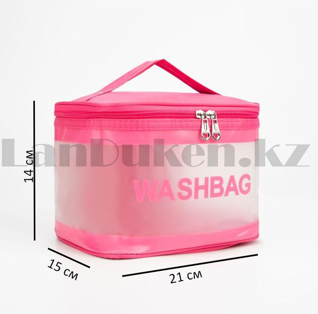 Дорожная косметичка органайзер непромокаемая на молнии Washbag розовая - фото 2 - id-p101280821