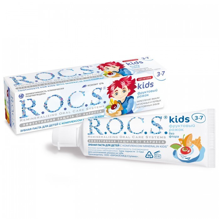 R.O.C.S. Зубная паста для детей Фруктовый рожок ( без фтора) 45 гр - фото 1 - id-p101306199