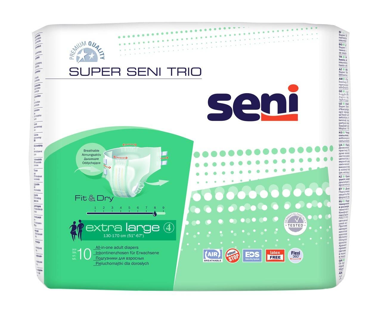 Подгузники Seni super trio 4 extra large №10 - фото 1 - id-p101306735