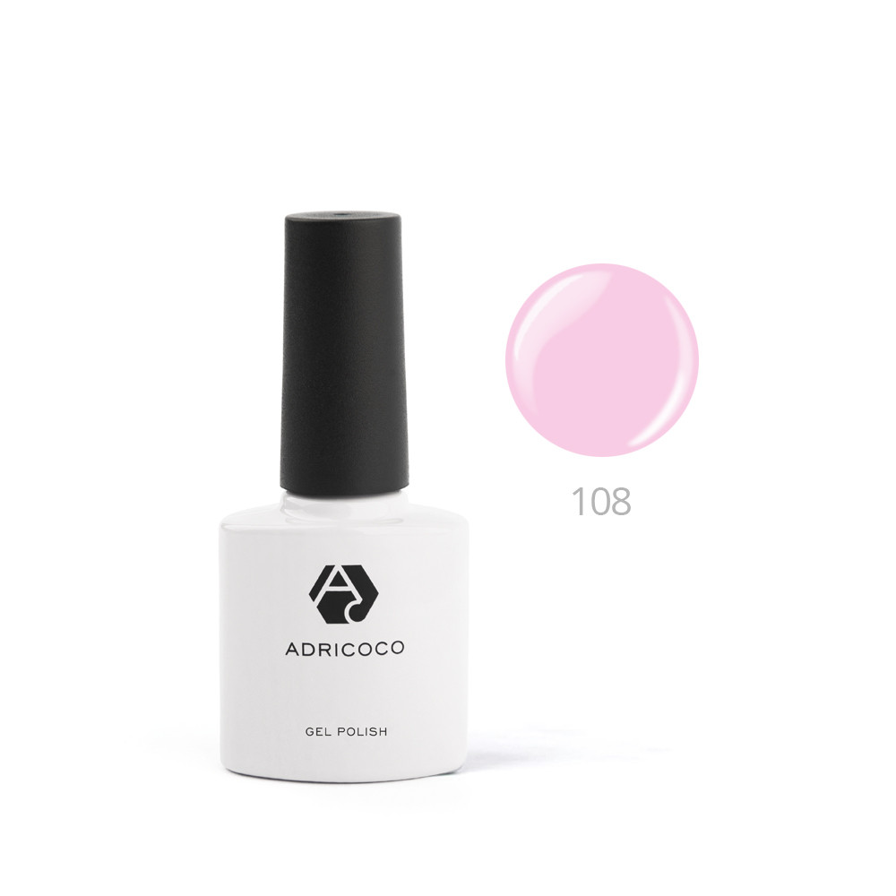 Цветной гель-лак ADRICOCO №108 мягкий розовый (8 мл.)*