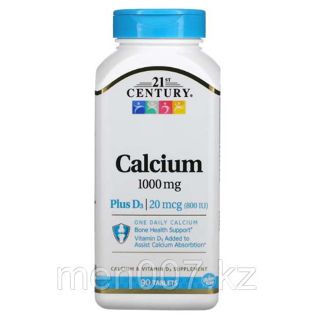 БАД Кальций с витамином D3, 1000 мг, (90 таблеток) 21st Century