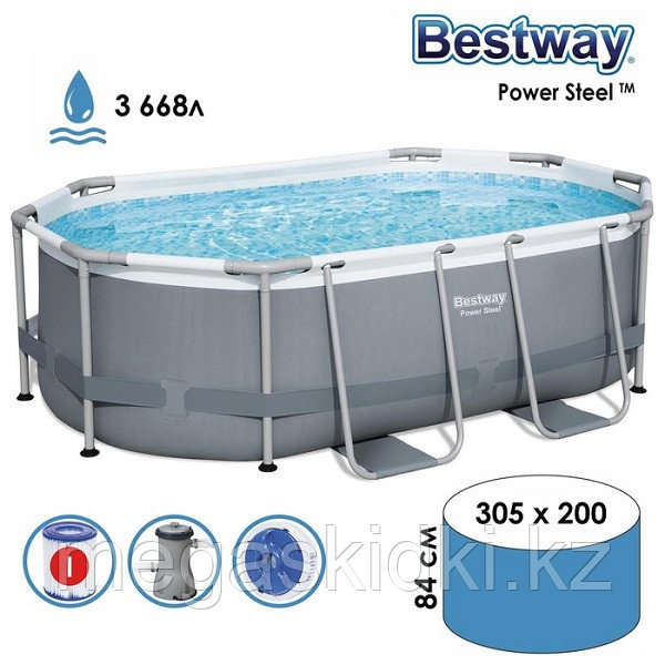 Каркасный бассейн Bestway Power Steel Oval 305 х 200 х 84 см