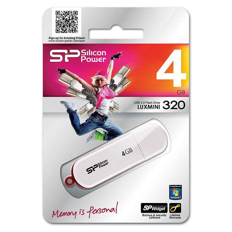 Память SiliconPower USB Flash   4GB USB2.0 Luxmini 320 белый