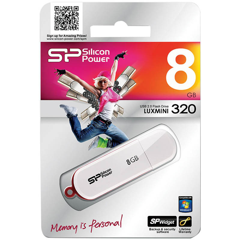 Память SiliconPower USB Flash 8GB USB2.0 Luxmini 320 белый - фото 1 - id-p101354917