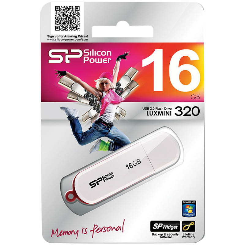 Память SiliconPower USB Flash  16GB USB2.0 Luxmini 320 белый
