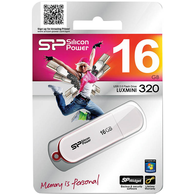 Память SiliconPower USB Flash 16GB USB2.0 Luxmini 320 белый - фото 1 - id-p101354929