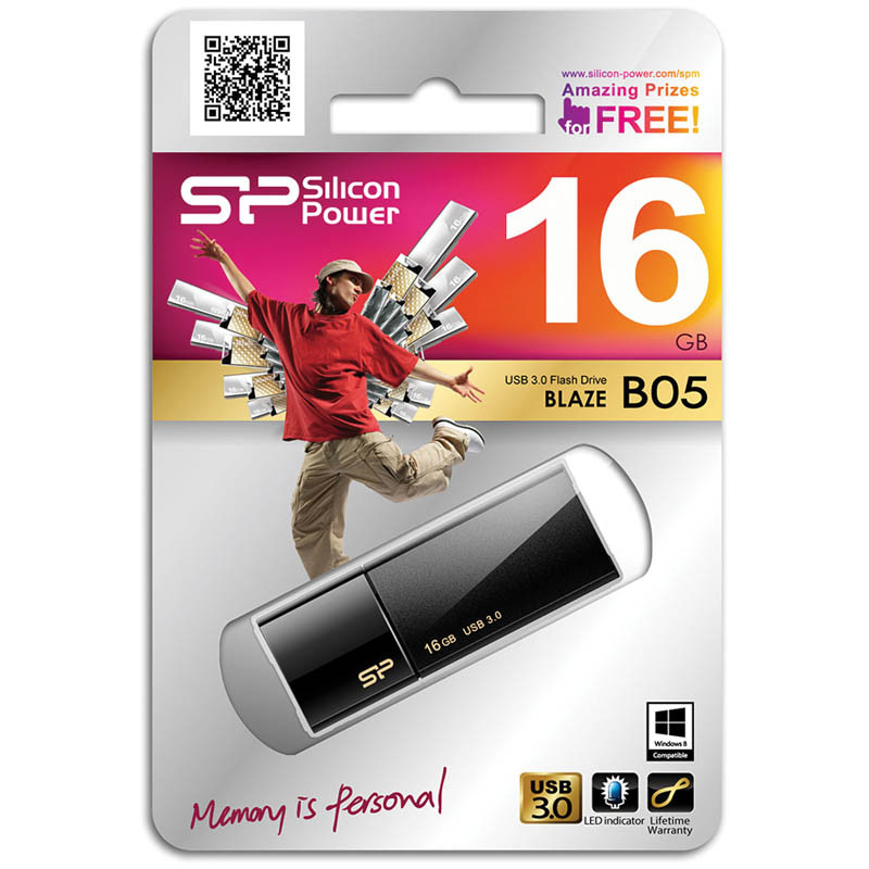 Память SiliconPower USB Flash  16GB USB3.0 Blaze B05 черный