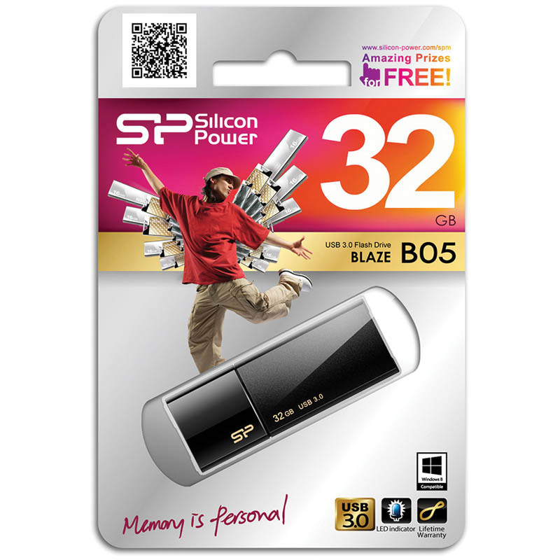 Память SiliconPower USB Flash  32GB USB3.0 Blaze B05 черный