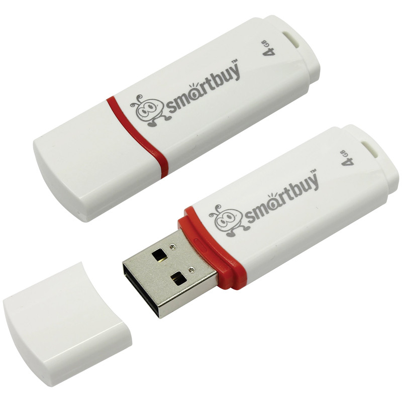 Память Smart Buy USB Flash 4GB Crown белый - фото 1 - id-p101354943