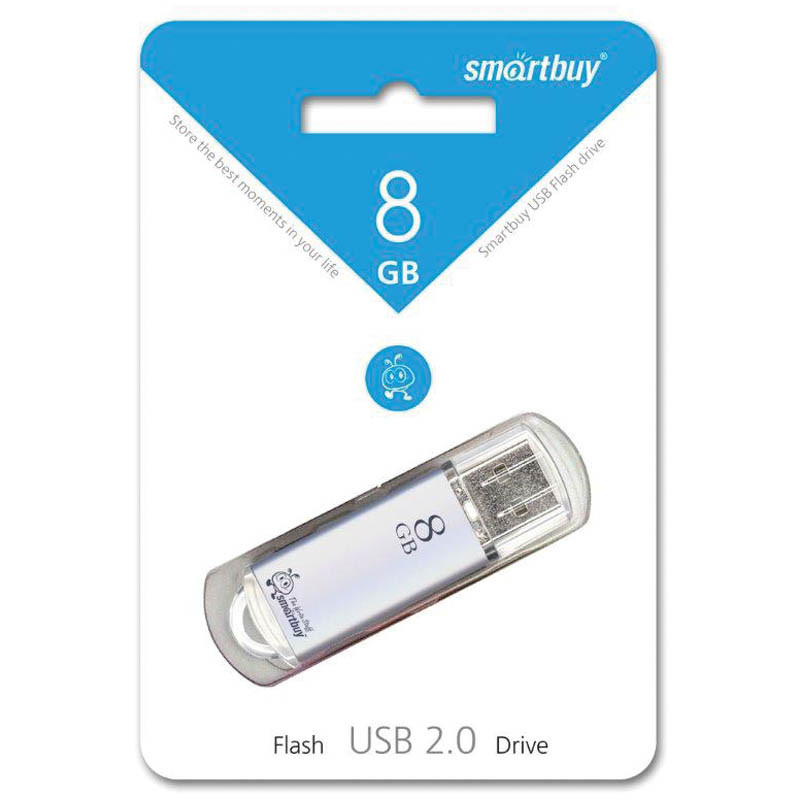 Память Smart Buy USB Flash   8GB V-Cut серебристый (металл.корпус)