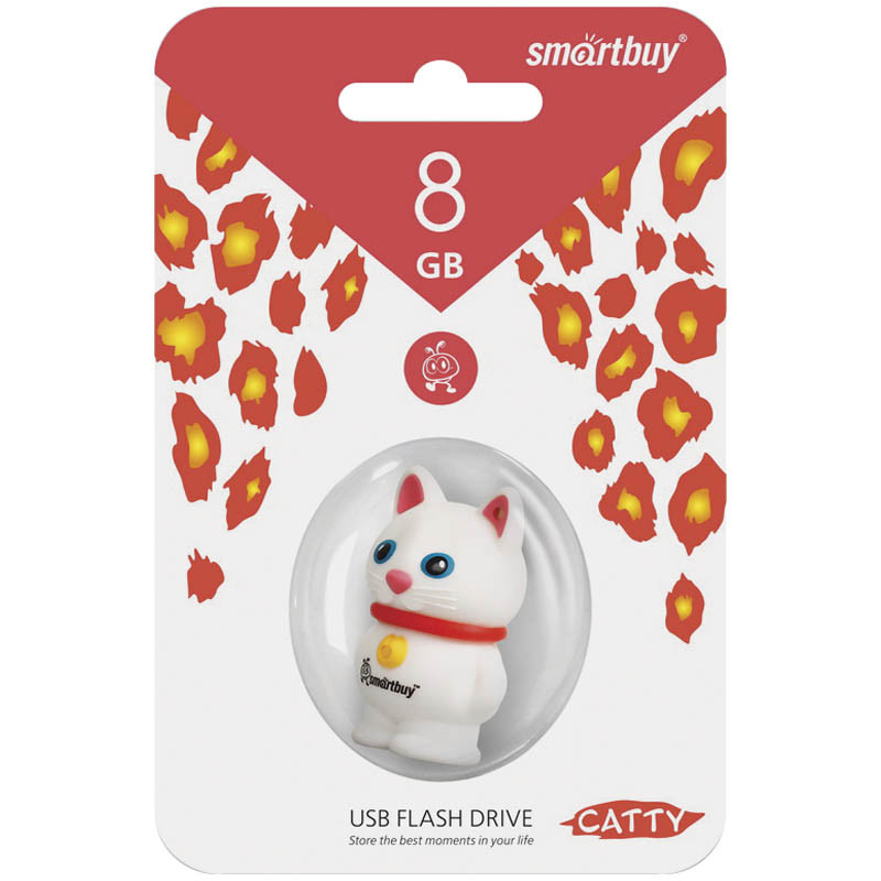 Память Smart Buy USB Flash 8Gb Кошка, белый - фото 1 - id-p101354958