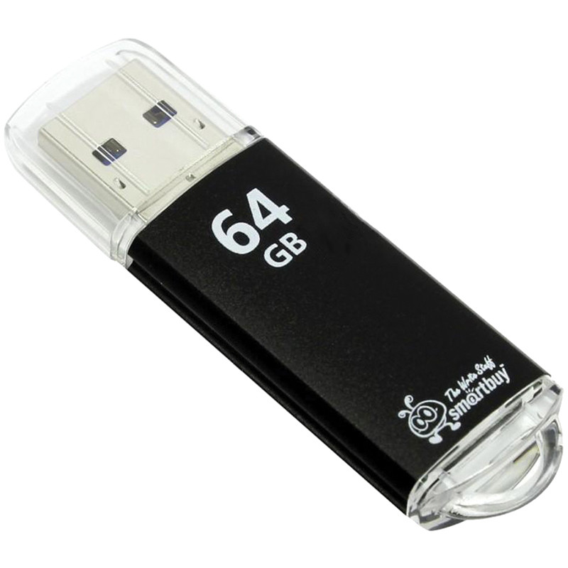 Память Smart Buy USB Flash  64GB V-Cut черный (металл.корпус)