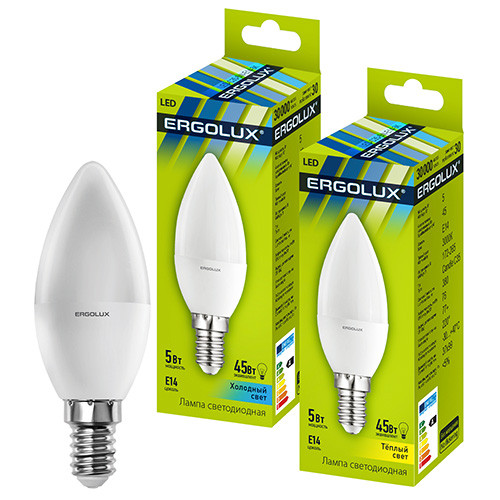 Светодиодная лампа Ergolux LED-C35-5W-E14-4K