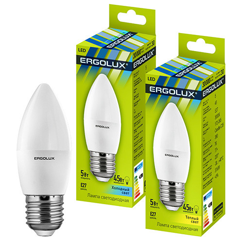 Светодиодная лампа Ergolux LED-C35-5W-E27-3K