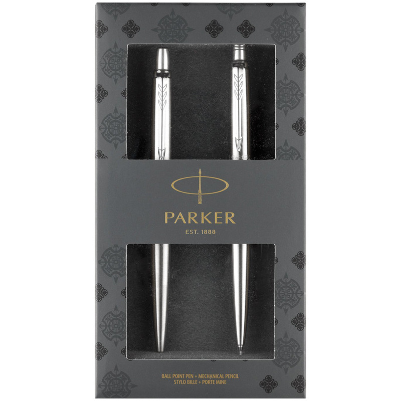 Набор Parker "Jotter Stainless Steel CT": ручка шариковая, 1,0мм и механический карандаш 0,5мм.