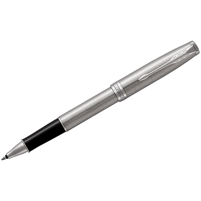 Ручка-роллер Parker "Sonnet Stainless Steel CT" черная, 0,8мм, подар. уп.