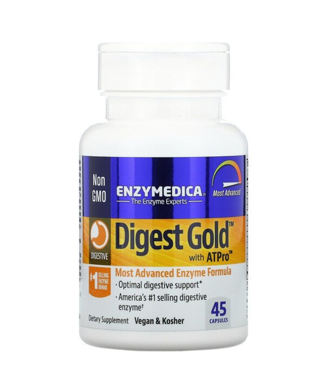 Enzymedica Digest Gold с ATPro, добавка с пищеварительными ферментами, 45 капсул - фото 1 - id-p101357623