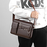 Мужская сумка барсетка WEIXIER коричневая. Подарок для мужчины!, фото 3