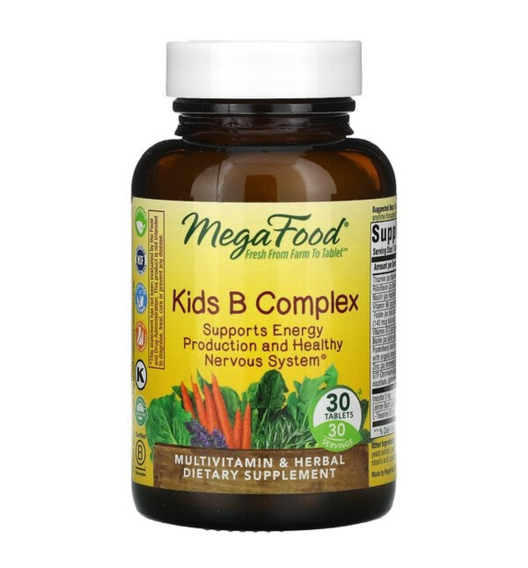 MegaFood Комплекс витаминов группы B для детей, 30 таблеток - фото 1 - id-p101369649