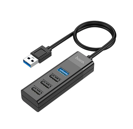 Хаб USB 3.0 HOCO HB25 (A1), USB 3.0 & 1x port USB 3.0 + 3x ports USB 2.0, BLACK