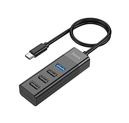 Хаб USB-C HOCO HB25 (C1), USB Type-C & 1x port USB 3.0 + 3x ports USB 2.0, BLACK